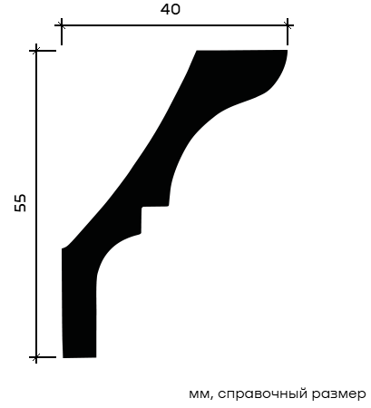 Отделка стен и потолка Карниз Европласт 1.50.173 жёсткий 40х55х2000 мм