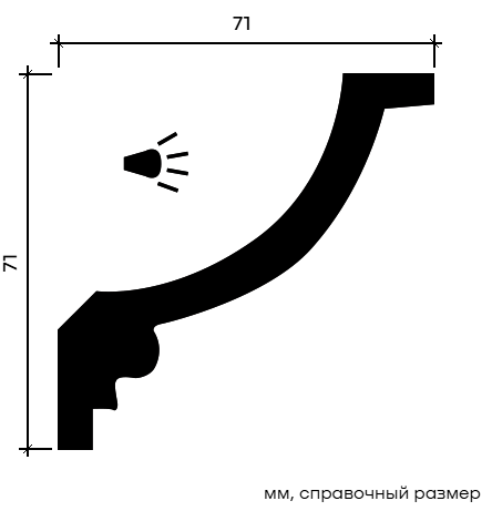 Отделка стен и потолка Карниз Европласт 1.50.208 жёсткий 71х71х2000 мм