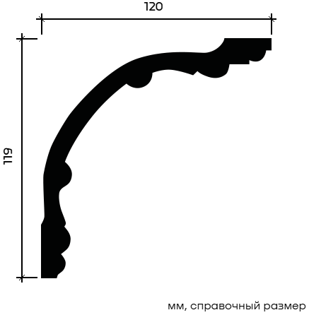 Отделка стен и потолка Карниз Европласт 1.50.167 жёсткий 120х119х2000 мм