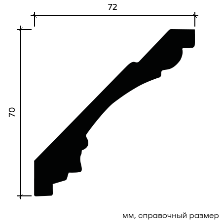Отделка стен и потолка Карниз Европласт 1.50.189 жёсткий 72х70х2000 мм