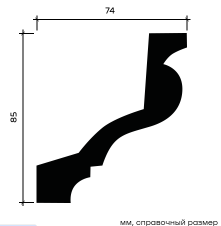 Отделка стен и потолка Карниз Европласт 1.50.129 жёсткий 74х85х2000 мм