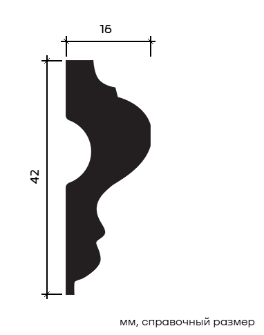 Отделка стен и потолка Молдинг Европласт 1.51.301 жёсткий 16х42х2000 мм