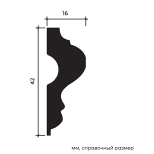 Молдинг Европласт 1.51.301 жёсткий 16х42х2000 мм
