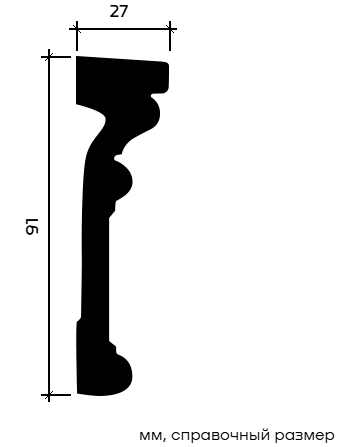 Отделка стен и потолка Молдинг Европласт 1.51.347 жёсткий 27х91х2000 мм