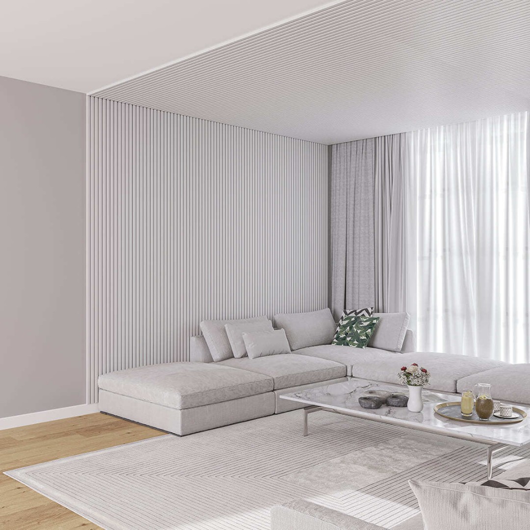 Отделка стен и потолка Реечная панель Grace МДФ 3D Line Modern L01 Береза белая 19х160х2750 мм