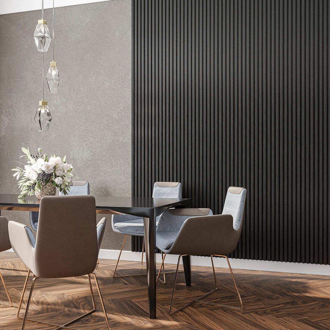 Отделка стен и потолка Реечная панель Grace МДФ 3D Line Modern L04 Черная 19х160х2750 мм