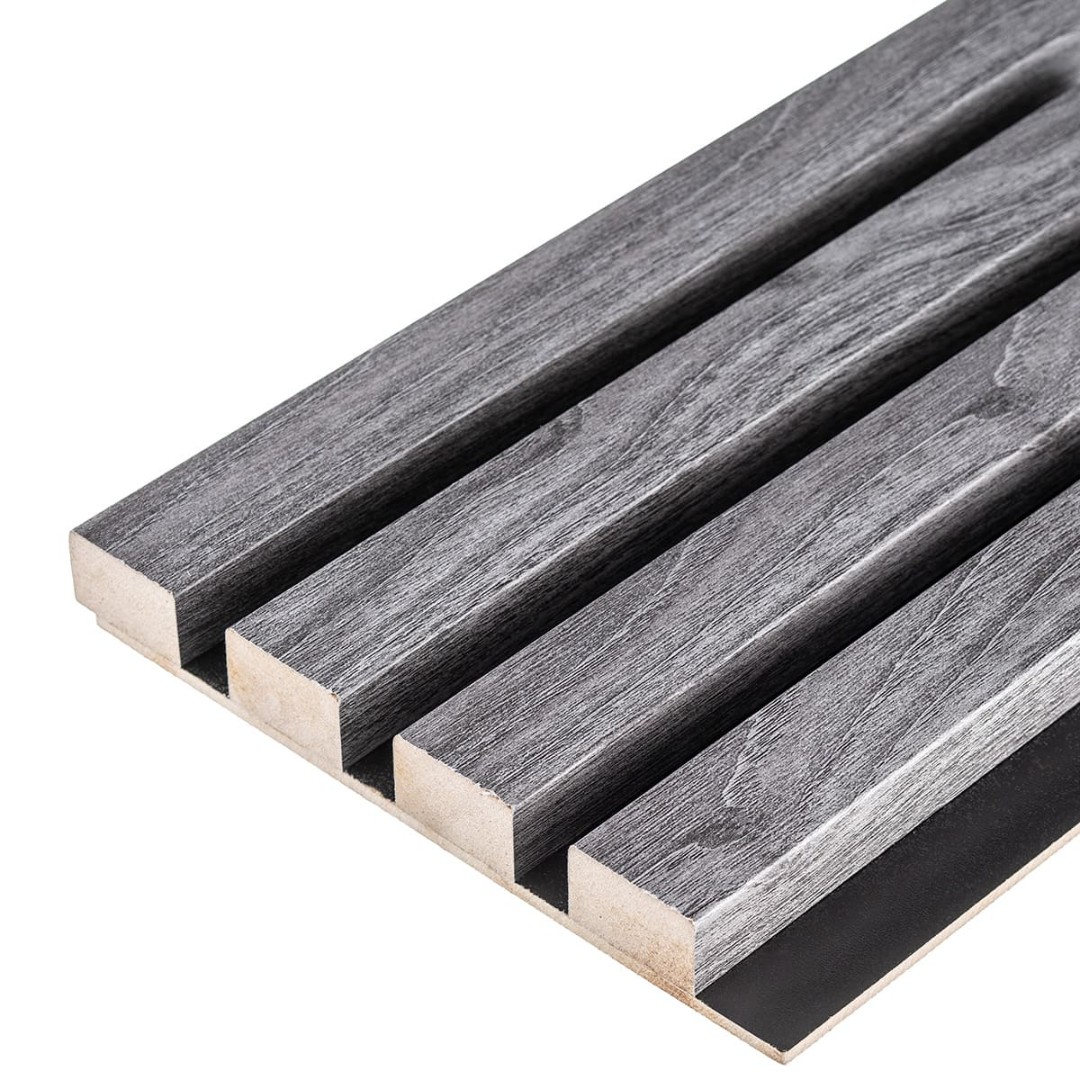 Отделка стен и потолка Реечная панель Grace МДФ 3D Line Modern L05 Серый тик 19х160х2750 мм