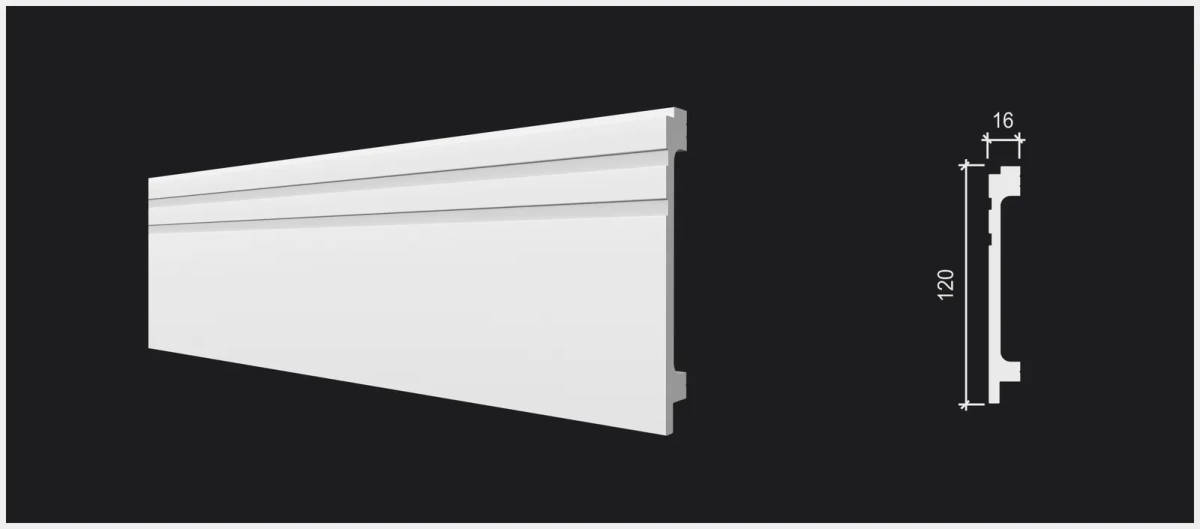 Отделка стен и потолка Плинтус Decor-Dizayn DD724  2000х120х16 мм