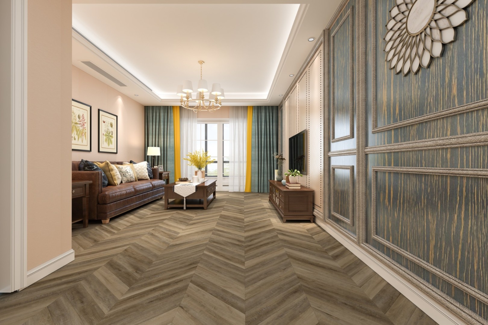 Виниловые полы Кварц-виниловая LVT плитка DAMY FLOOR CHEVRON DF06-Ch-LVT Амбуаз