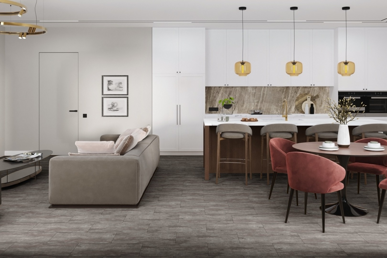 SPC Ламинат Кварцевая SPC плитка DAMY FLOOR ASCENT STRONG 1204-3-ST Арарат