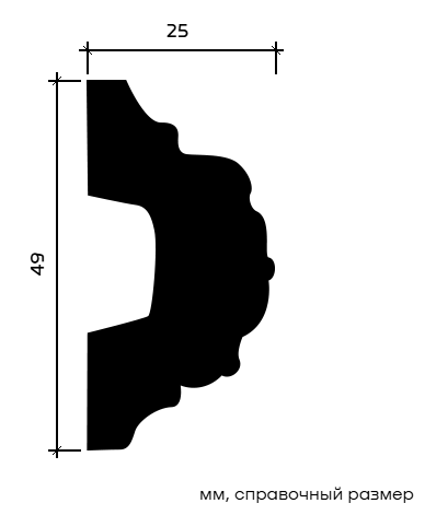 Отделка стен и потолка Молдинг Европласт 1.51.348 гибкий 25х49х2000 мм