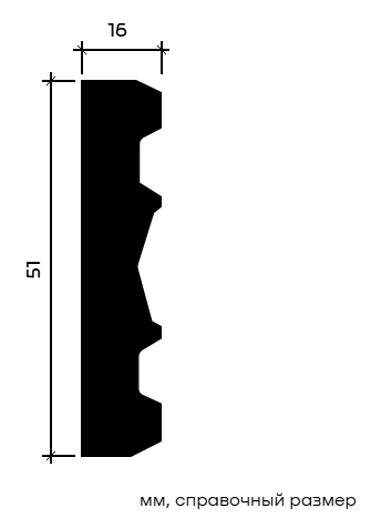 Отделка стен и потолка Молдинг Европласт 1.51.504 жёсткий 16х51х2040 мм
