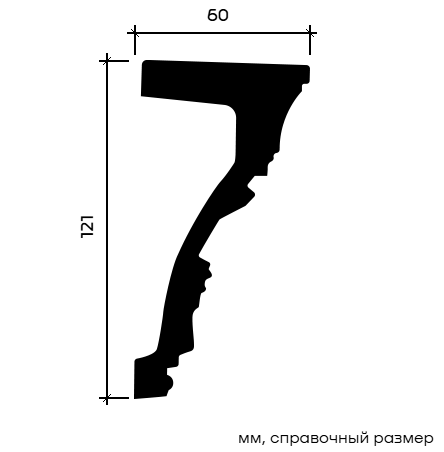 Отделка стен и потолка Молдинг Европласт 1.51.513 жёсткий 60х121х2000 мм