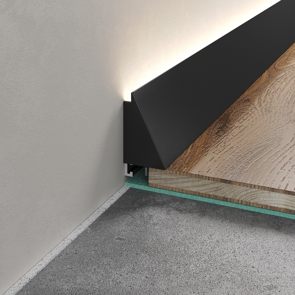 Отделка стен и потолка Комплект заглушек (левая + правая) для микроплинтуса Laconistiq Light черный анод. 25х16мм