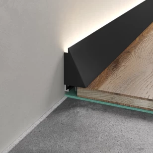 Комплект заглушек (левая + правая) для микроплинтуса Laconistiq Light черный анод. 25х16мм