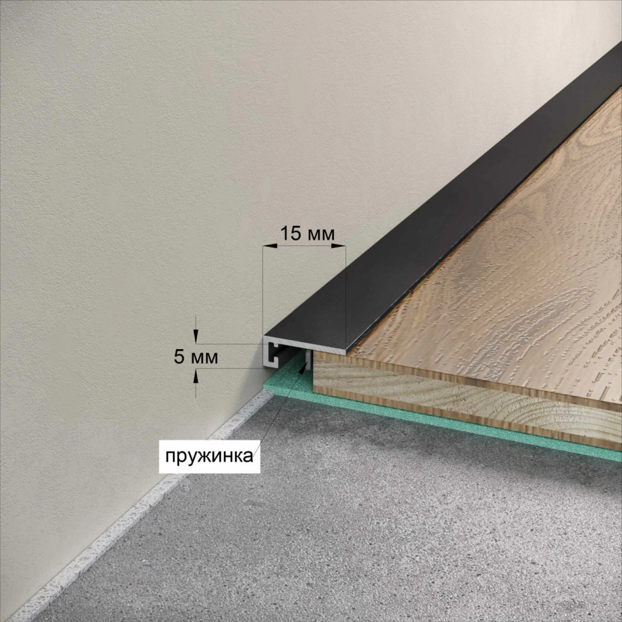 Отделка стен и потолка Микроплинтус LACONISTIQ micro 15 classic Светлое Золото анодированное (15х5х2450мм) 7 зажимов в комплекте