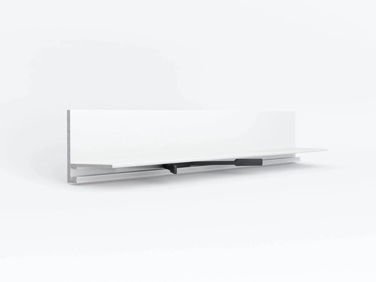 Отделка стен и потолка Микроплинтус LACONISTIQ Micro-L угловой Белый муар RAL9016  (25,8х16,2х5х2450мм) 7 зажимов в комплекте