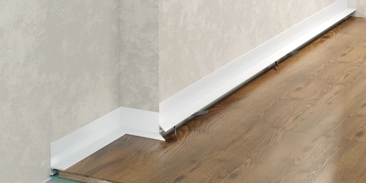 Отделка стен и потолка Микроплинтус LACONISTIQ Micro-L угловой Белый муар RAL9016  (25,8х16,2х5х2450мм) 7 зажимов в комплекте