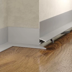 Микроплинтус LACONISTIQ Micro-L угловой Серебристый анодированный (25,8х16,2х5х2450мм) 7 зажимов в комплекте