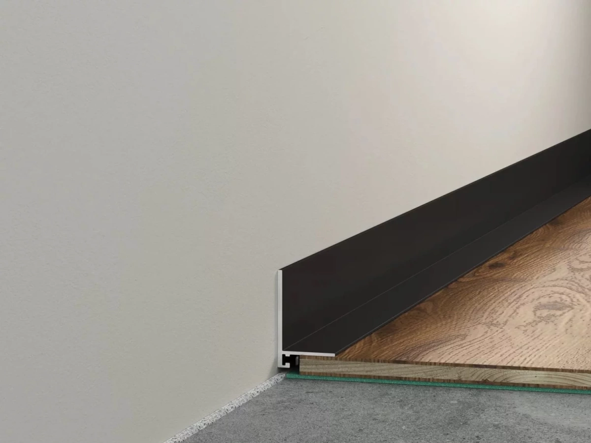 Отделка стен и потолка Микроплинтус LACONISTIQ Micro-L угловой Чёрный анодированный (25,8х16,2х5х2450мм) 7 зажимов в комплекте