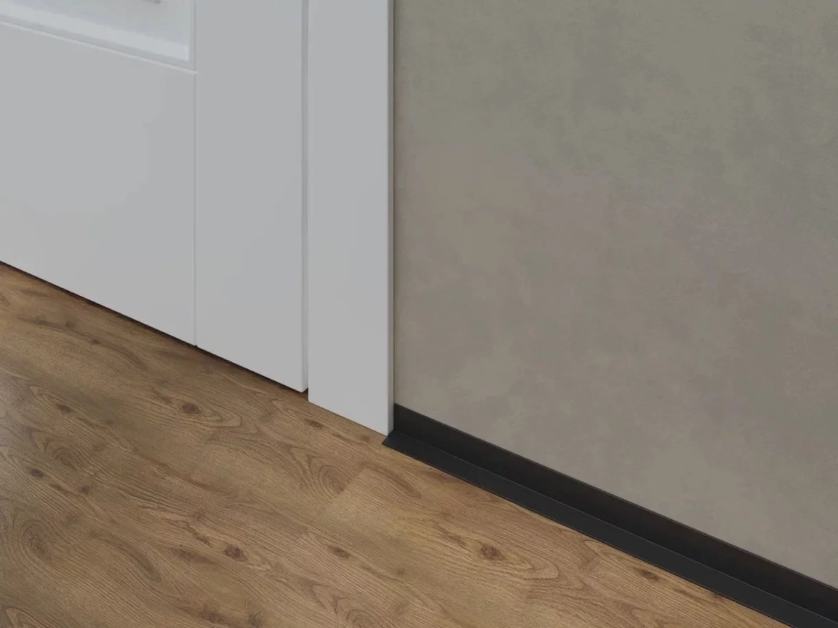 Отделка стен и потолка Микроплинтус LACONISTIQ Micro-L угловой Чёрный МУАР RAL9005 (25,8х16,2х5х2450мм) 7 зажимов в комплекте