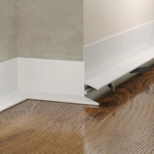 Микроплинтус LACONISTIQ L MAX угловой Белый МУАР (35,6х16,2х4,9х2450мм) 7 зажимов в компл.