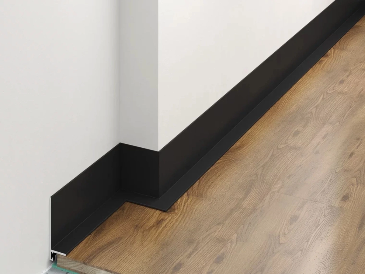 Отделка стен и потолка Микроплинтус LACONISTIQ L MAX угловой Черный анод. (35,6х16,2х4,9х2450мм) 7 зажимов в компл.