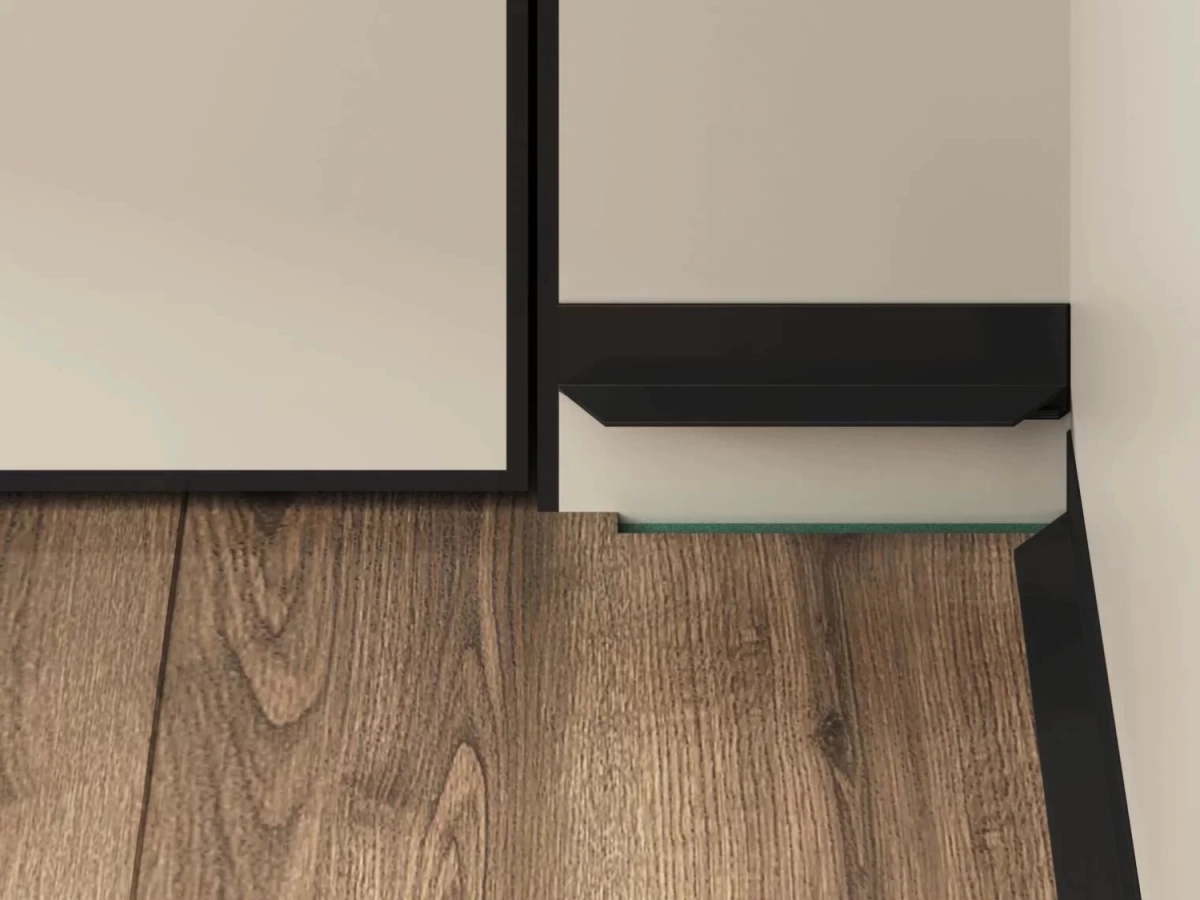 Отделка стен и потолка Микроплинтус LACONISTIQ L MAX угловой Черный матовый RAL9005 (35,6х16,2х4,9х2450мм) 7 зажимов в компл.