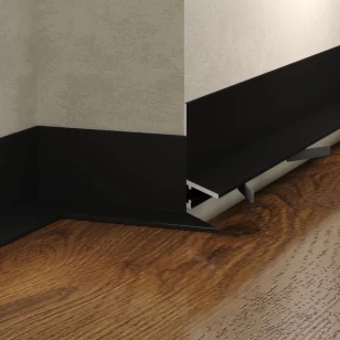 Микроплинтус LACONISTIQ L MAX угловой Черный матовый RAL9005 (35,6х16,2х4,9х2450мм) 7 зажимов в компл.