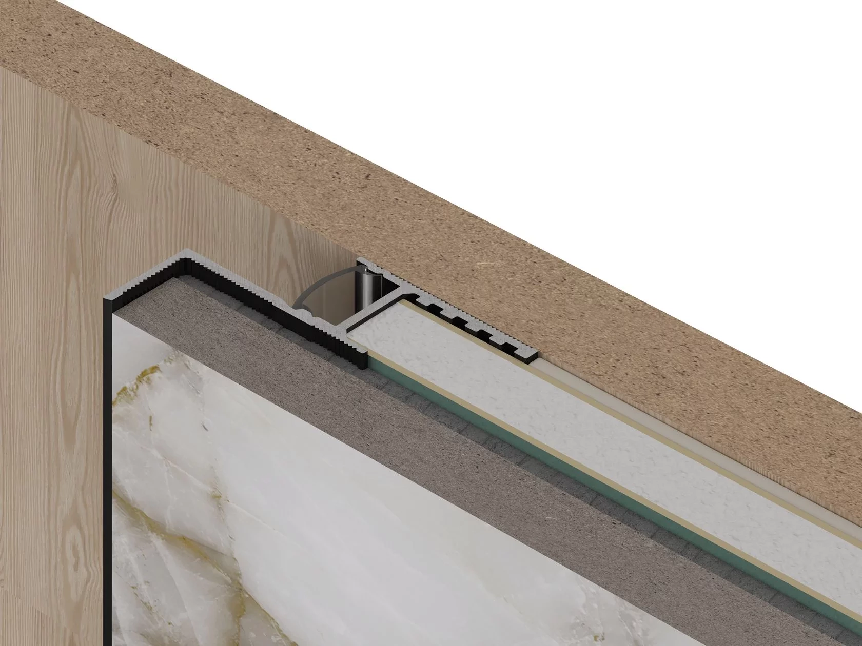 Отделка стен и потолка Теневая рейка LACONISTIQ Multilevel (разноуровневая) Белый матовый RAL9016 под подсветку