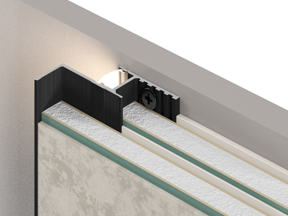 Отделка стен и потолка Теневая рейка LACONISTIQ Multilevel NEW (разноуровневая) Белый матовый RAL9016 под подсветку