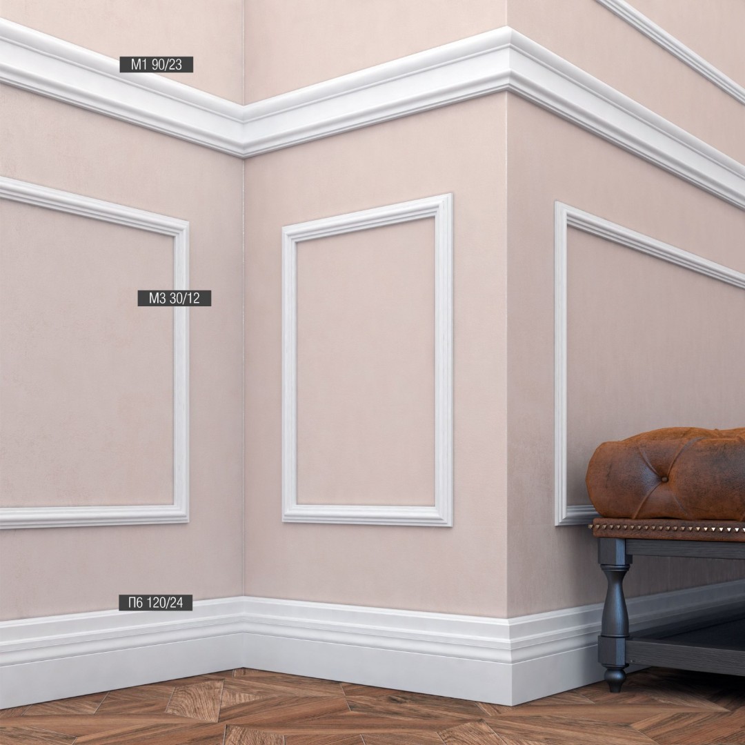 Отделка стен и потолка Плинтус напольный belldeco П6 120-24