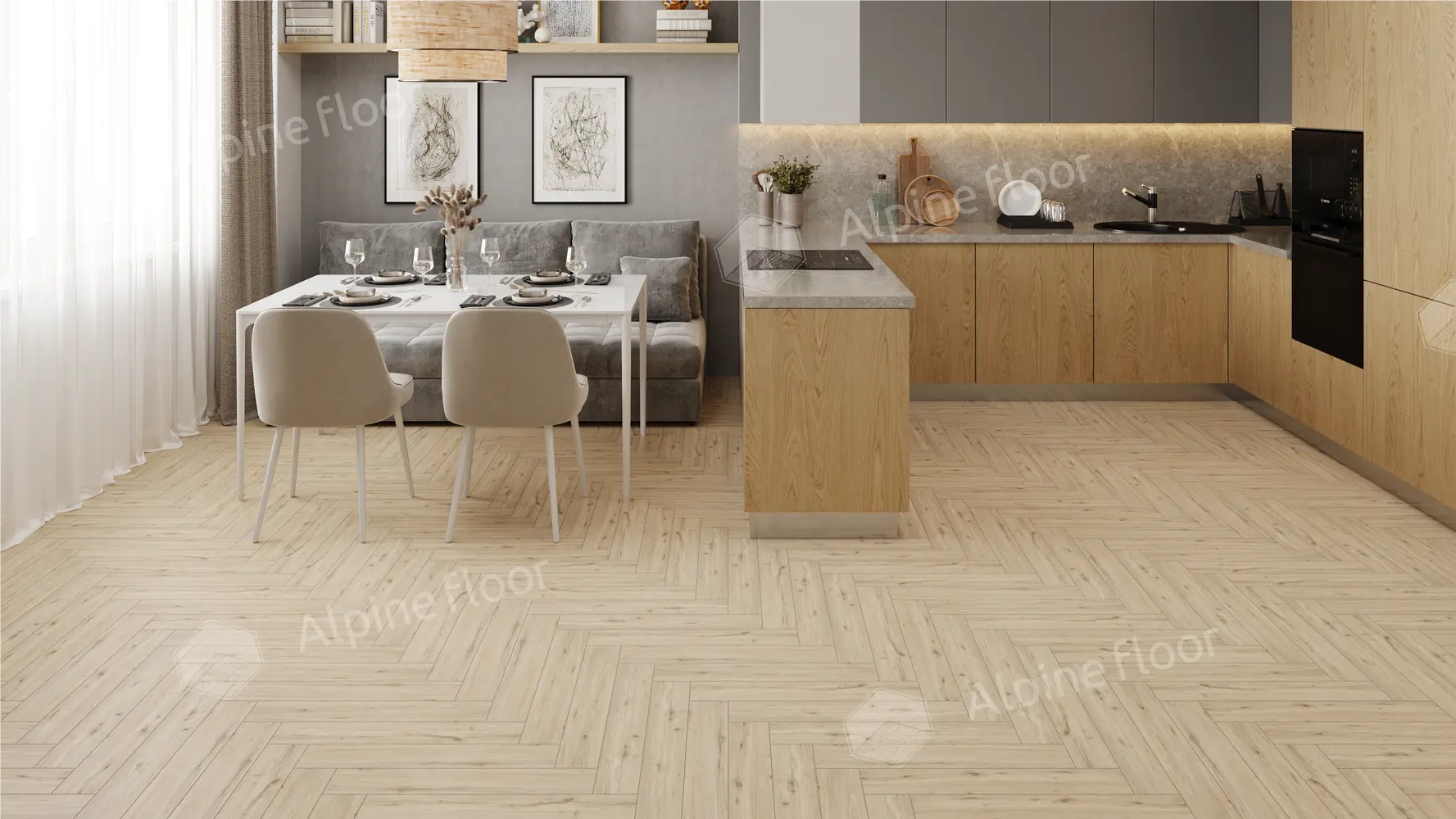 Ламинат Ламинат Alpine Floor Herringbone 12 Pro Дуб Лион LF106-01