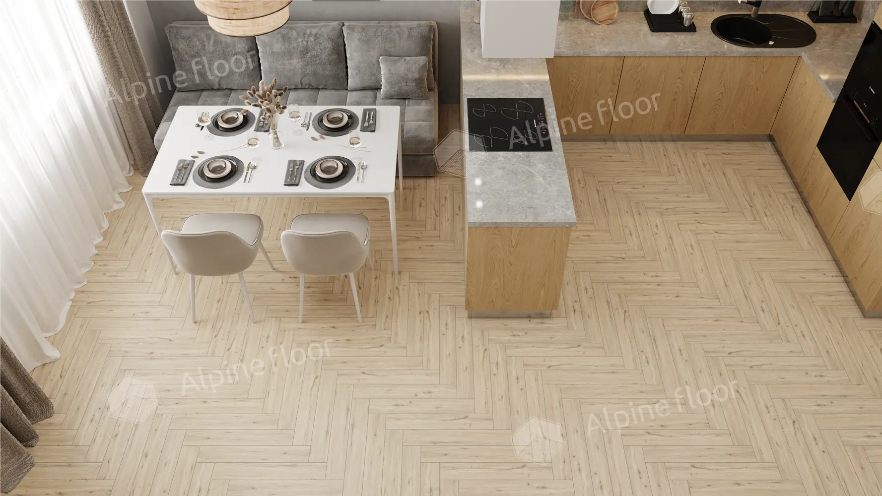 Ламинат Ламинат Alpine Floor Herringbone 12 Pro Дуб Лион LF106-01
