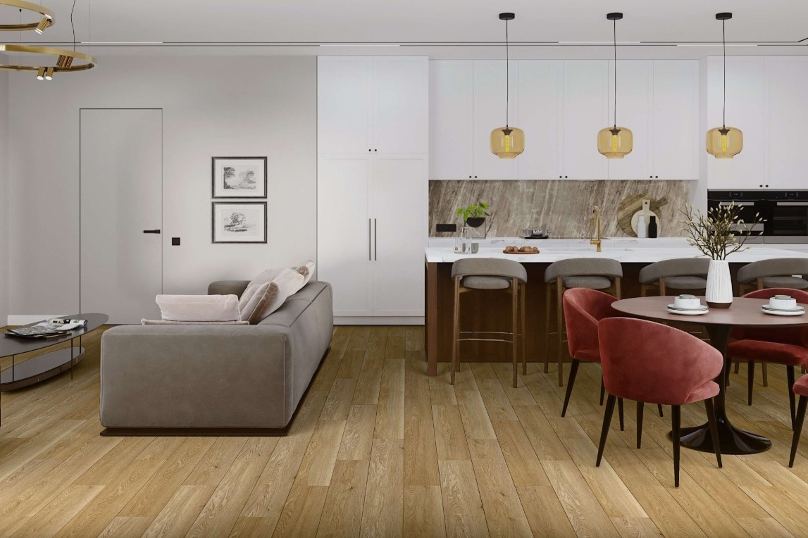 SPC Ламинат Кварцевый SPC ламинат DAMY FLOOR FAMILY DF03-F Дуб Медовый