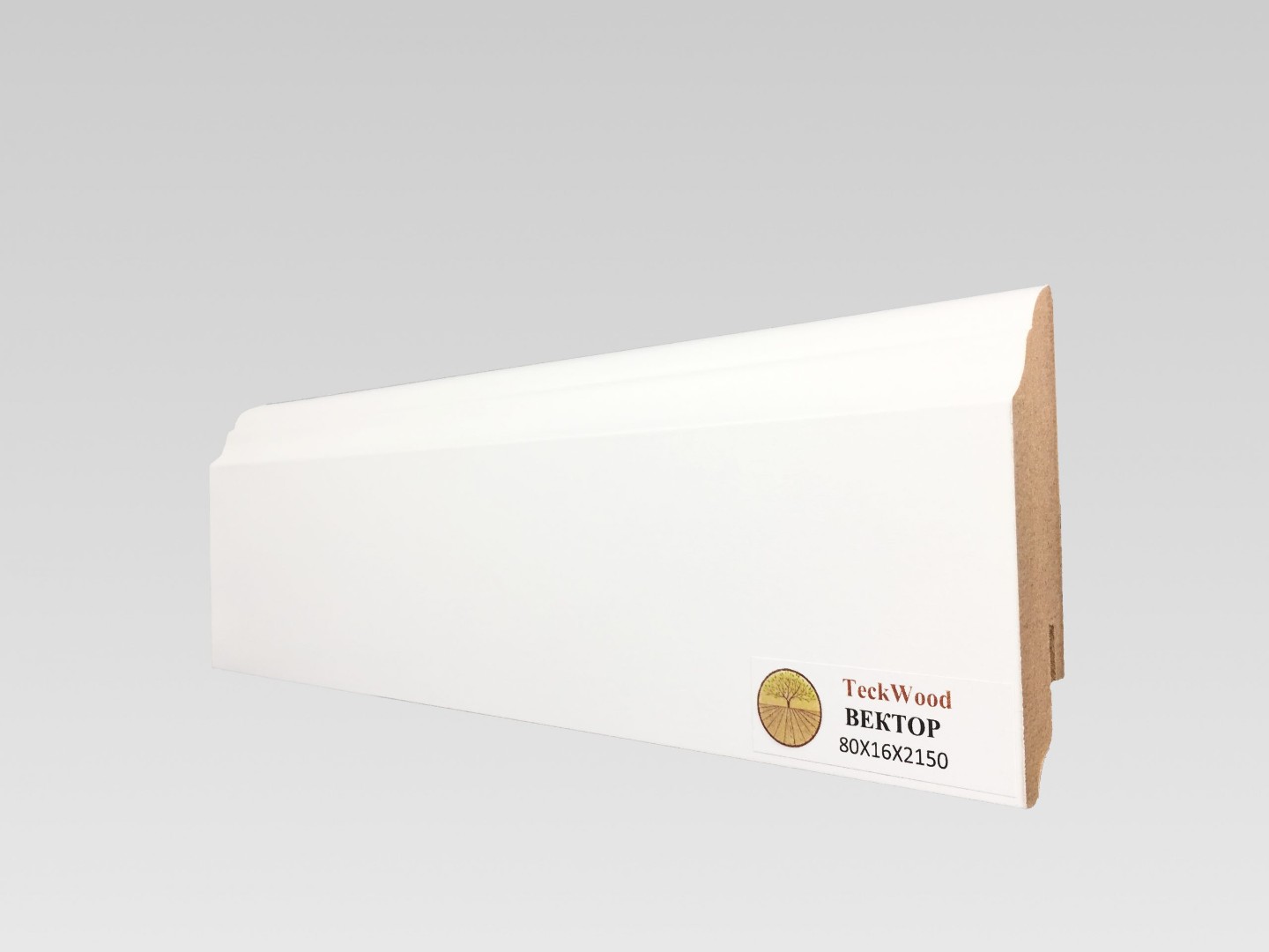 Отделка стен и потолка Плинтус МДФ Teckwood Белый Вектор 80x16x2150