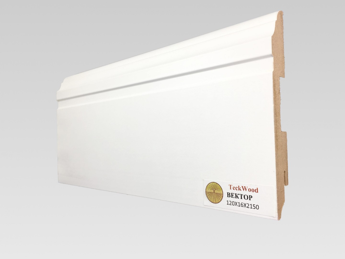 Отделка стен и потолка Плинтус МДФ Teckwood Белый Вектор 120x16x2150