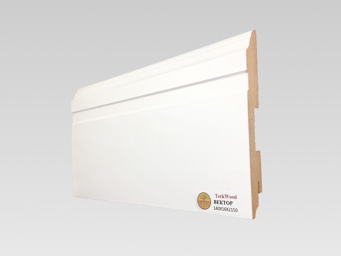 Отделка стен и потолка Плинтус МДФ Teckwood Белый Вектор 140x16x2150