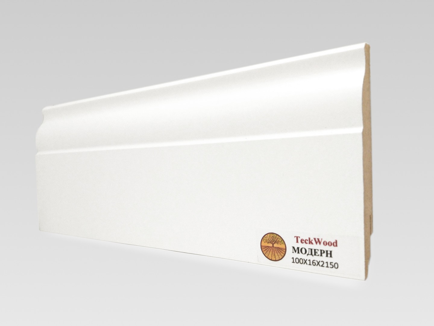 Отделка стен и потолка Плинтус МДФ Teckwood Белый Модерн 100x16x2150