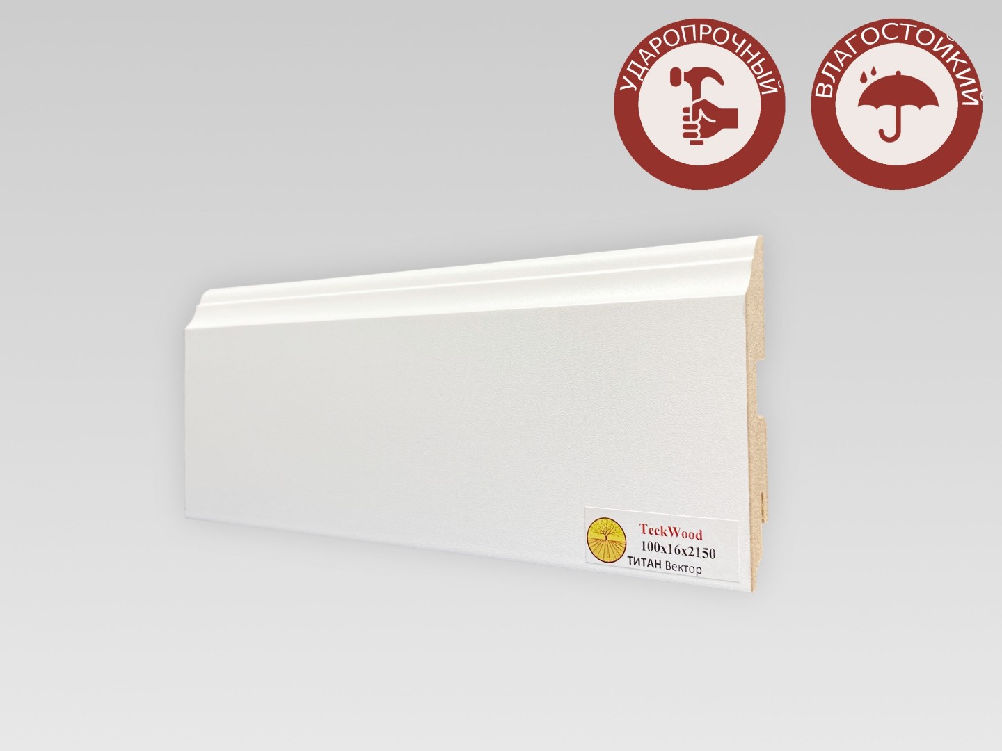 Отделка стен и потолка Плинтус МДФ Teckwood Титан Вектор 100x16x2150