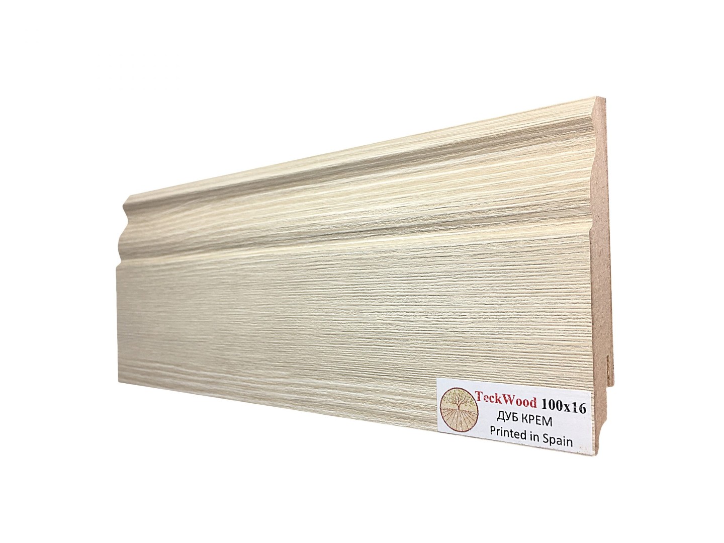 Отделка стен и потолка Плинтус МДФ Teckwood Дуб Крем 100x16x2150