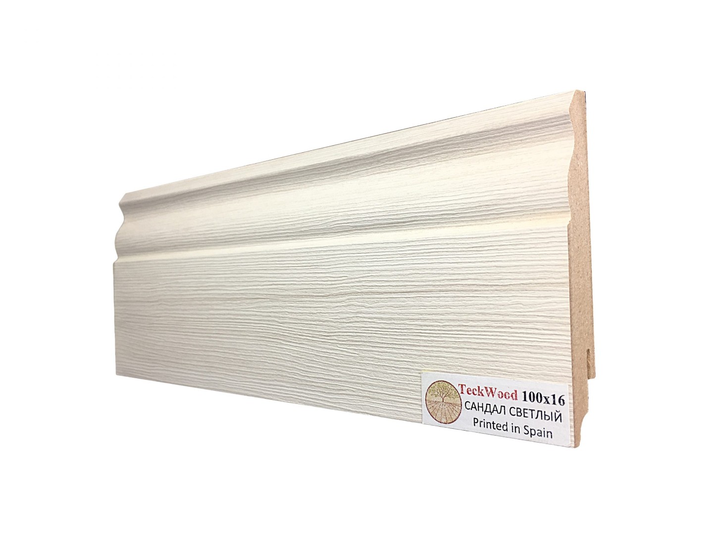 Отделка стен и потолка Плинтус МДФ Teckwood Дуб Сандал Светлый 100x16x2150