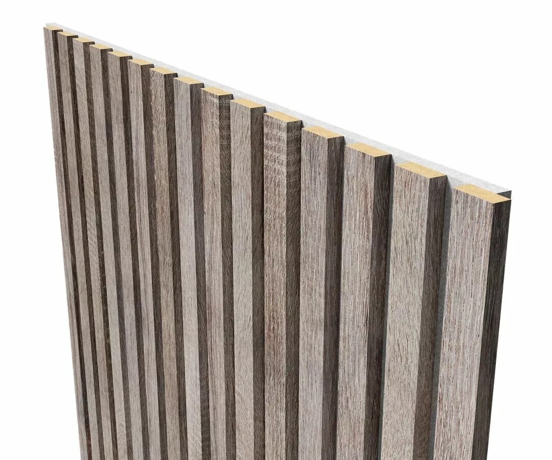 Отделка стен и потолка Акустическая панель Cosca, 2750х600х19мм, серый войлок, дуб дымчатый