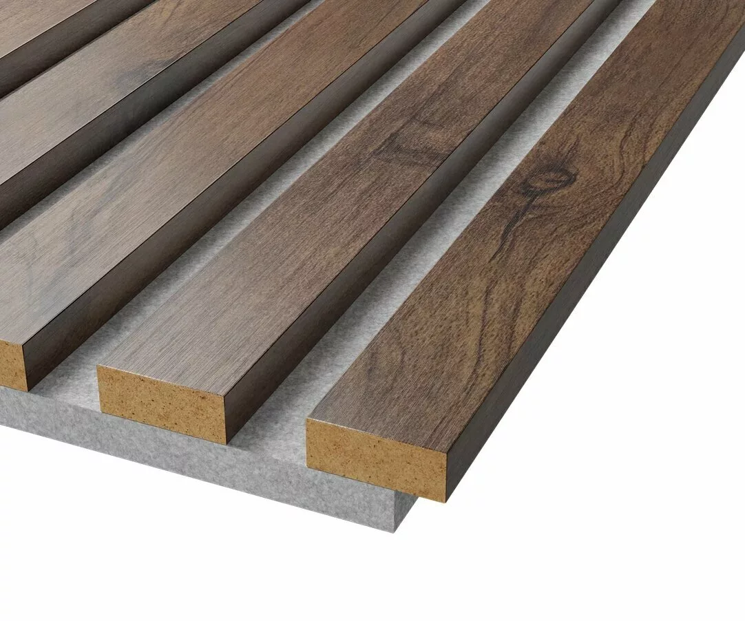 Отделка стен и потолка Акустическая панель Cosca, 2750х600х19мм, серый войлок, дуб старинный натуральный