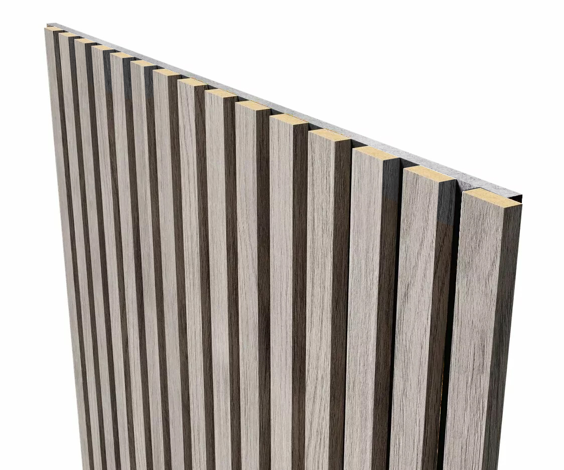 Отделка стен и потолка Акустическая панель Cosca, 2750х600х19мм, серый войлок, дуб старинный светло-серый