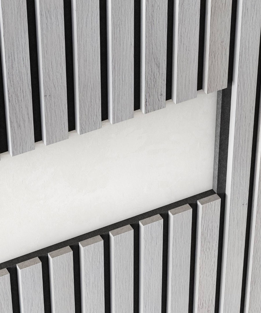 Отделка стен и потолка Акустическая панель Cosca, 2750х600х19мм, серый войлок, дуб старинный светло-серый