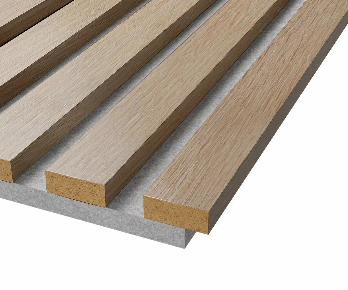 Отделка стен и потолка Акустическая панель Cosca, 2750х600х19мм, серый войлок, ясень тирамису