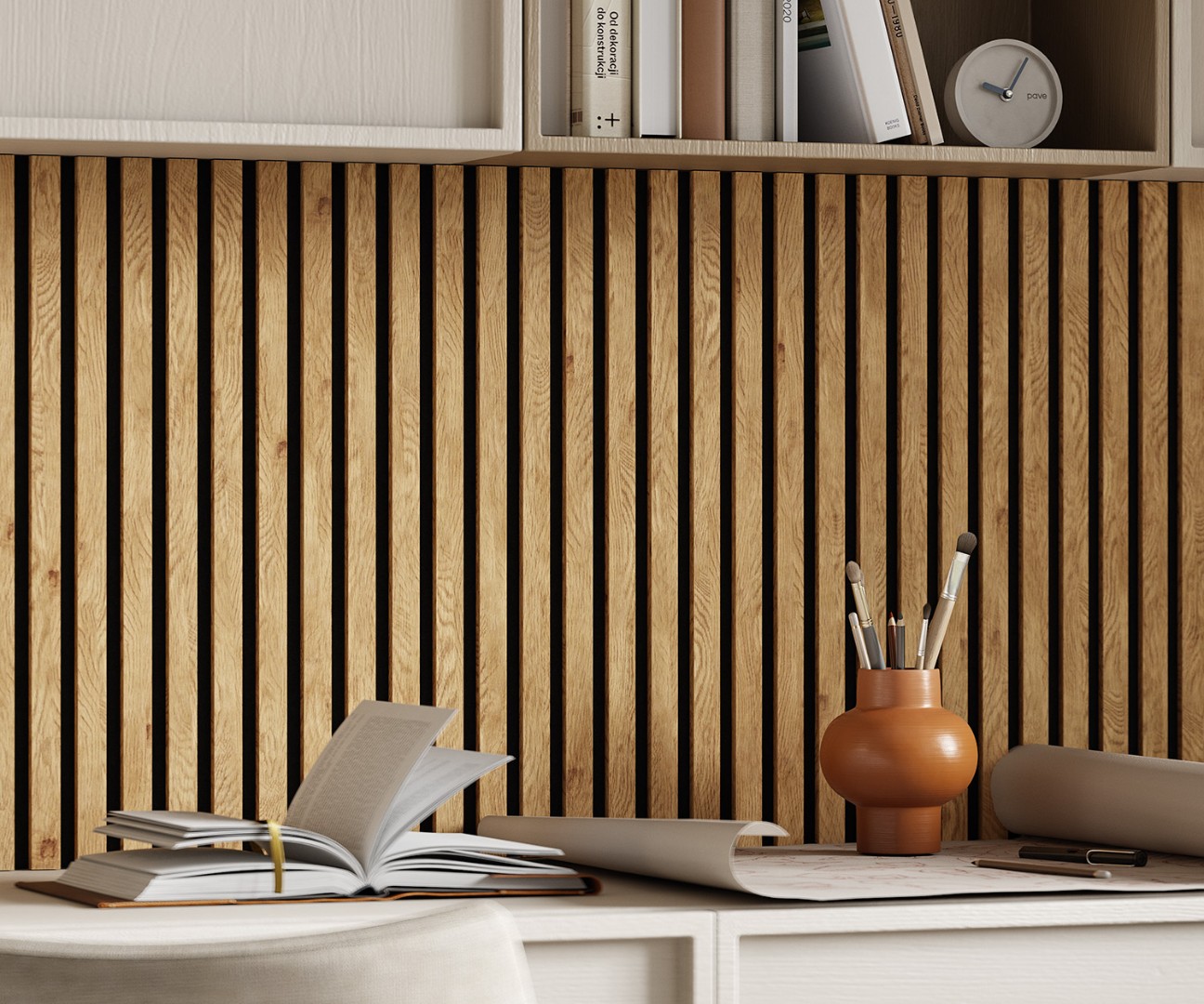 Отделка стен и потолка Акустическая панель Cosca, 1200х600х19мм, черный войлок, дуб медный