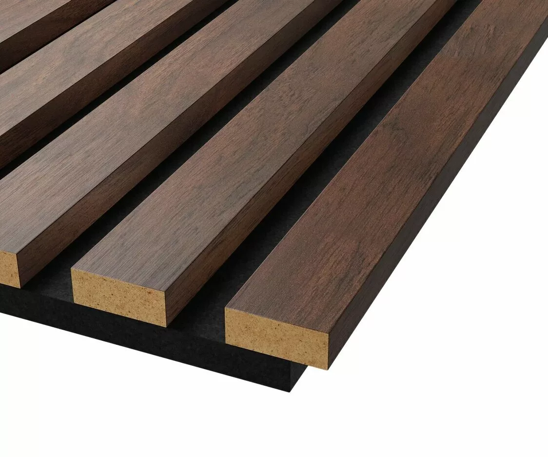 Отделка стен и потолка Акустическая панель Cosca, 600х600х19мм, черный войлок, дуб барон темный