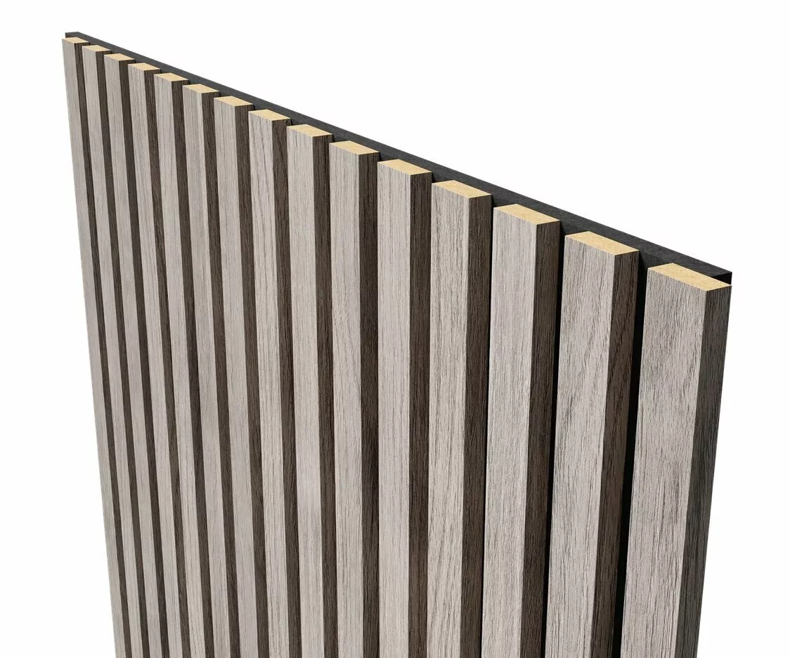 Отделка стен и потолка Акустическая панель Cosca, 600х600х19мм, черный войлок, дуб старинный светло-серый